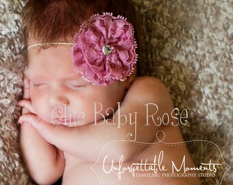 Lace Rosette Clip or Band in 22 Colors by Chic Baby Rose in 2 Sizes