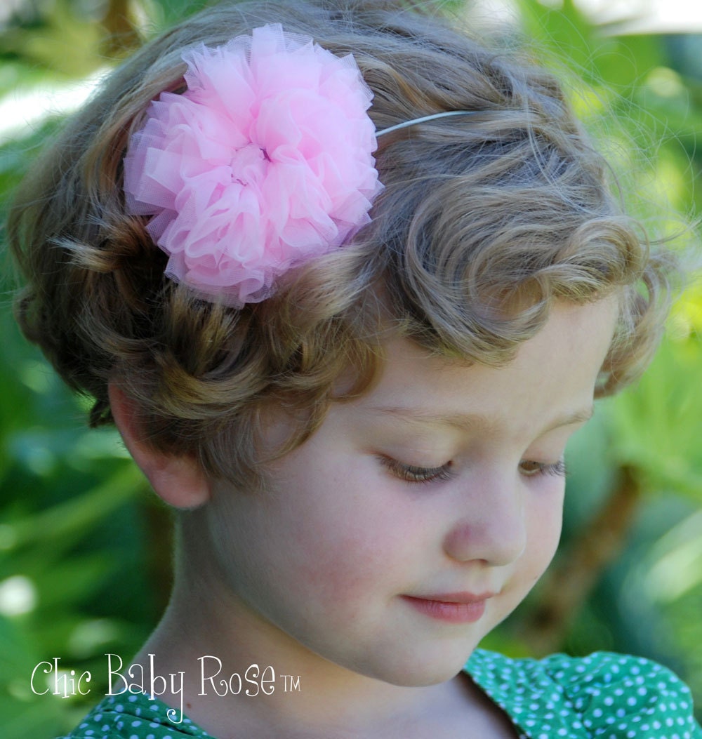 Fluffy Chiffon Rosette Hair Clip or Band by Chic Baby Rose 21 - Etsy