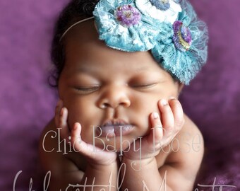 Velvet and Lace Flower Clip or Band by Chic Baby Rose Great Photography Prop