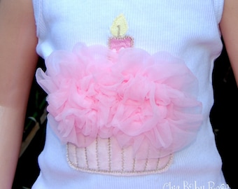 Fluffy Birthday Cupcake Shirt in a Tank, Tee or Long Sleeve by Chic Baby Rose