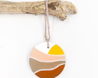 Bohemian Sunset Cement Ornament Hanging Artpiece