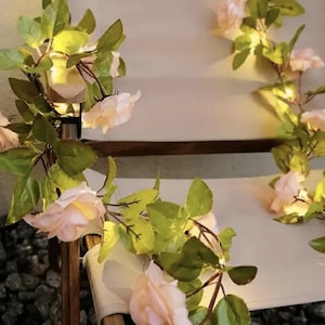 Pink Rose Flower Light Garland, Rose LED Lights, Home Decor, Wedding Decor