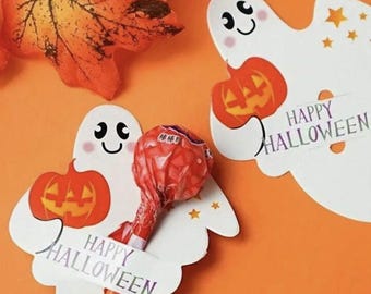 Porta paletas de Halloween con forma de fantasma, regalo de truco o trato