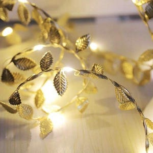 Luci a corda in foglia d'oro, luci fatate dorate, luci a vite, decorazioni natalizie