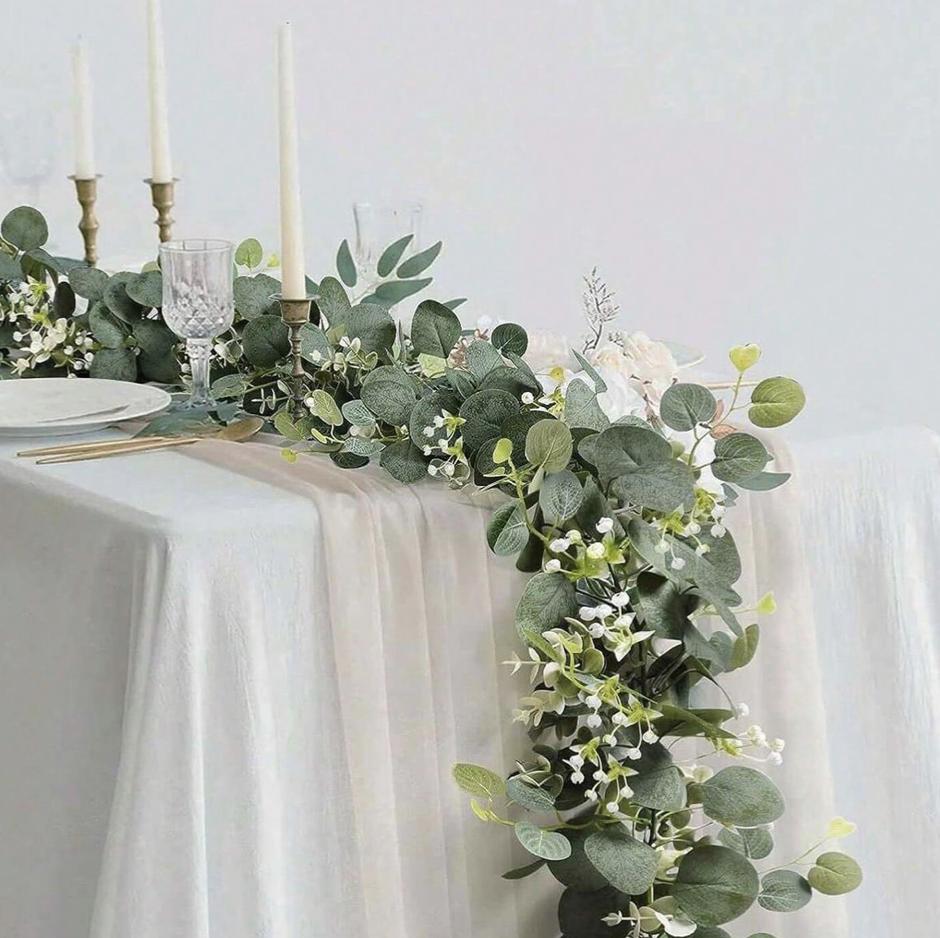 30 Beautiful Christmas Flower Arrangements for a Blooming Holiday: Festive Floral Ideas to Brighten Your Home 22 Artificial Eucalyptus Garland with White Baby Breath, Artificial…