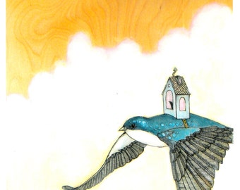 Swallow with a House on its Back Bird Art PRINT No. 14 c-print 8 x 10