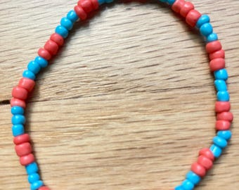 Blue and Pink Beaded Bracelet - Etsy
