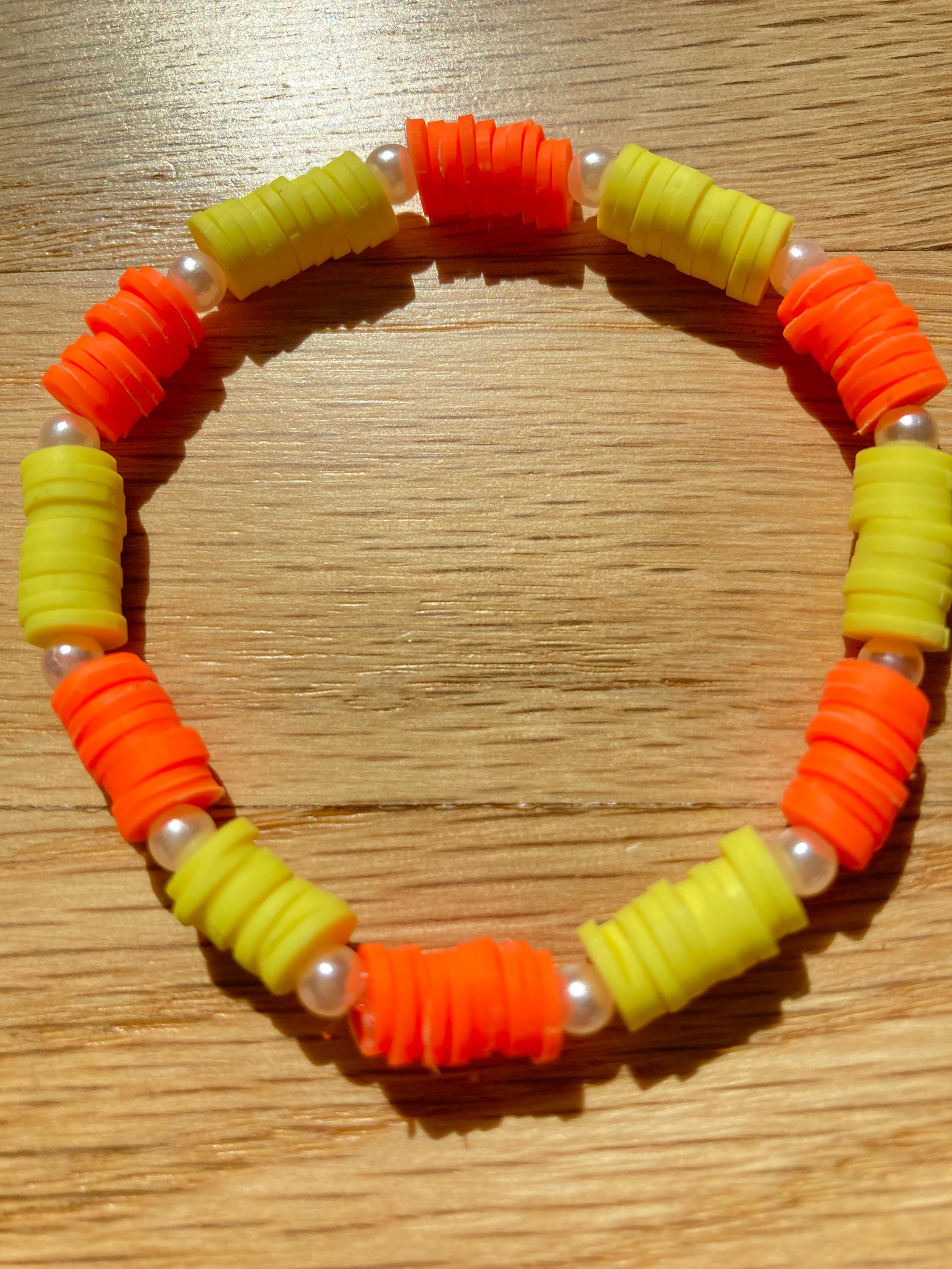 Yellow and Orange Beaded Bracelet - Etsy