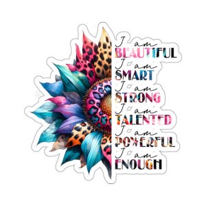 I Am Beautiful Kiss-Cut Self-Love Stickers, Motivational Quote, Inspirational Sticker, Positive Affirmation Decal, Self-Care Laptop Decal