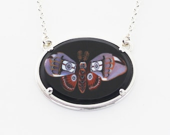 EMPEROR MOTH Murrini murrine millefiory pendant, sterling silver