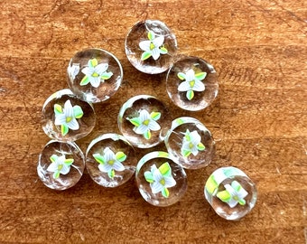 Trillium Blossoms glass chips coe 104 COE Murrini murrine millefiory milli for making glass beads, no hole, not a bead   no hole