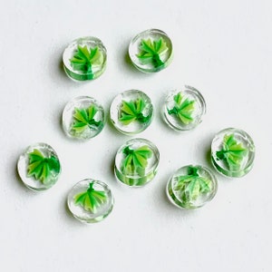 GREEN LEAF 02, COE 104 Murrini murrine millefiory glass chips for making and decorating hot glass beads, no hole   no hole