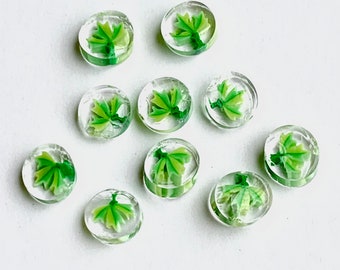 GREEN LEAF 02, COE 104 Murrini murrine millefiory glass chips for making and decorating hot glass beads, no hole   no hole