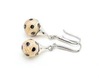 Polka dot Earrings glass and sterling silver