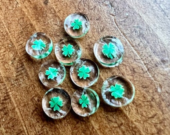 Four leaf Clover Shamrock glass chips coe 104 COE Murrini murrine millefiory milli for making glass beads, no hole, not a bead   no hole