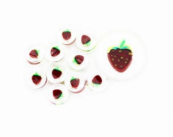 STRAWBERRY 104 COE Murrini murrine millefiory for hot glass beadmaking  no hole