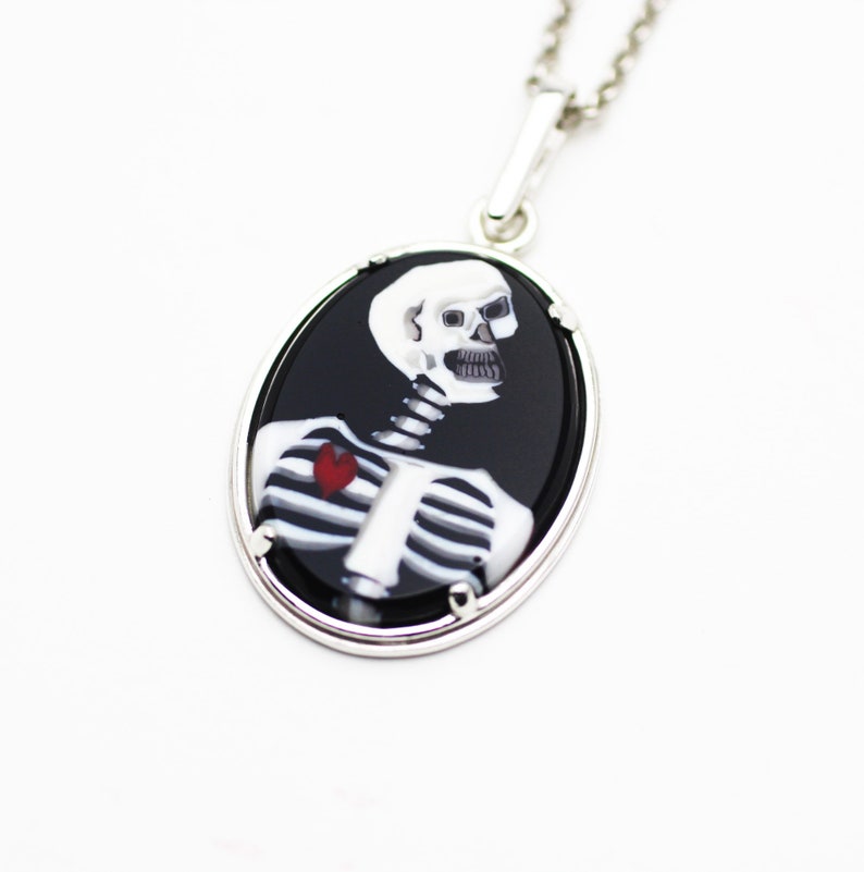 Collector Portrait murrine SKELETON pendant coin mosaic murrini millefiory image 1