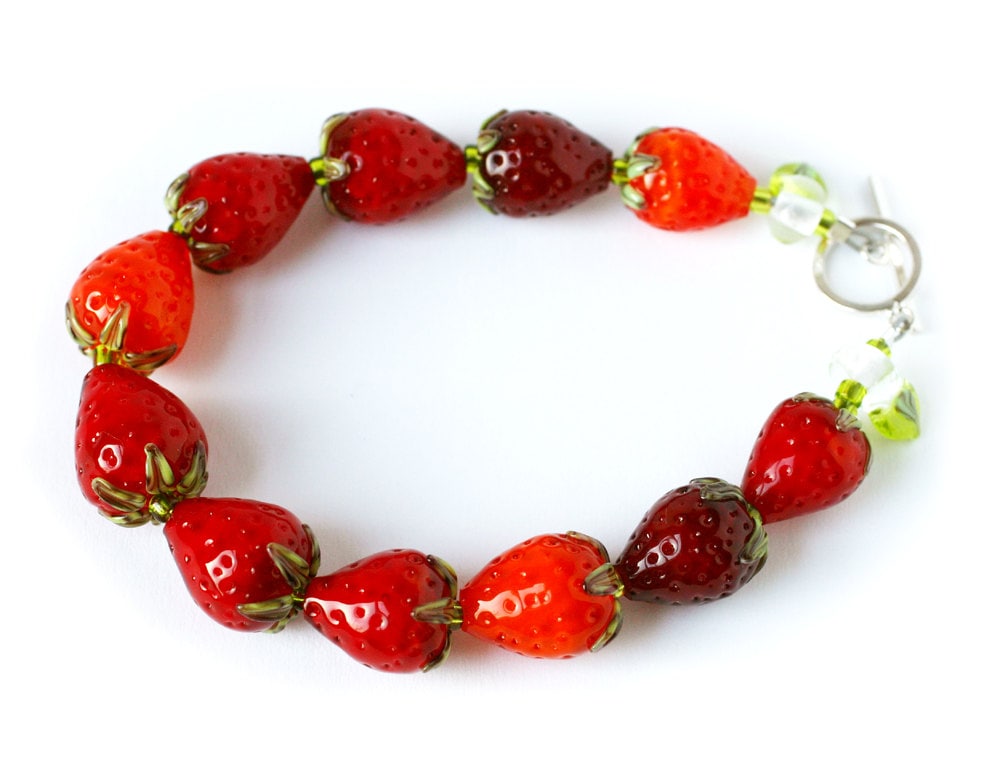 Strawberry Bracelet - Etsy Strawberry Bracelet - Etsy