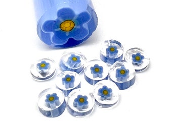 Forget-me-not glass chips coe 104 COE Murrini murrine millefiory milli for making glass beads   no hole