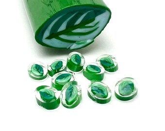 GREEN LEAF 03, COE 104 Murrini Murrine Millefiory Glassplitter zum Herstellen und Dekorieren von heißen Glasperlen, kein Loch, keine Perle, kein Loch