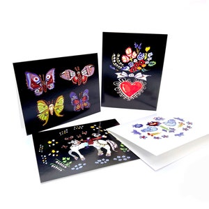 carte vierge Cavalier d’art en verre cœur de cheval fleurs papillon papillon oiseau colombe murrine