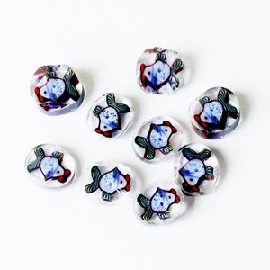 Blue FISH 104 COE Murrini murrine millefiory for making fishtank beads no hole image 1