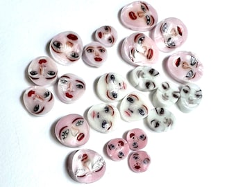 Girl face twenty (20) pieces 104 COE glass chips Murrini murrine millefiory for making fall halloween beads, no hole