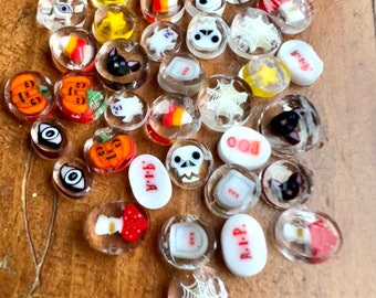 Halloween 40 pieces 104 COE glass chips Murrini murrine millefiory for making fall halloween beads, no hole