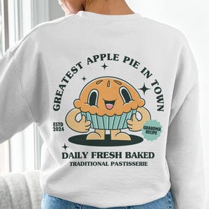 Cute Apple Pie Sweatshirt, Cartoon Pie Character Hoodie, Funny Bakery Sweatshirt, Graphic Sweet Treats Apparel, Cozy Foodie Pullover