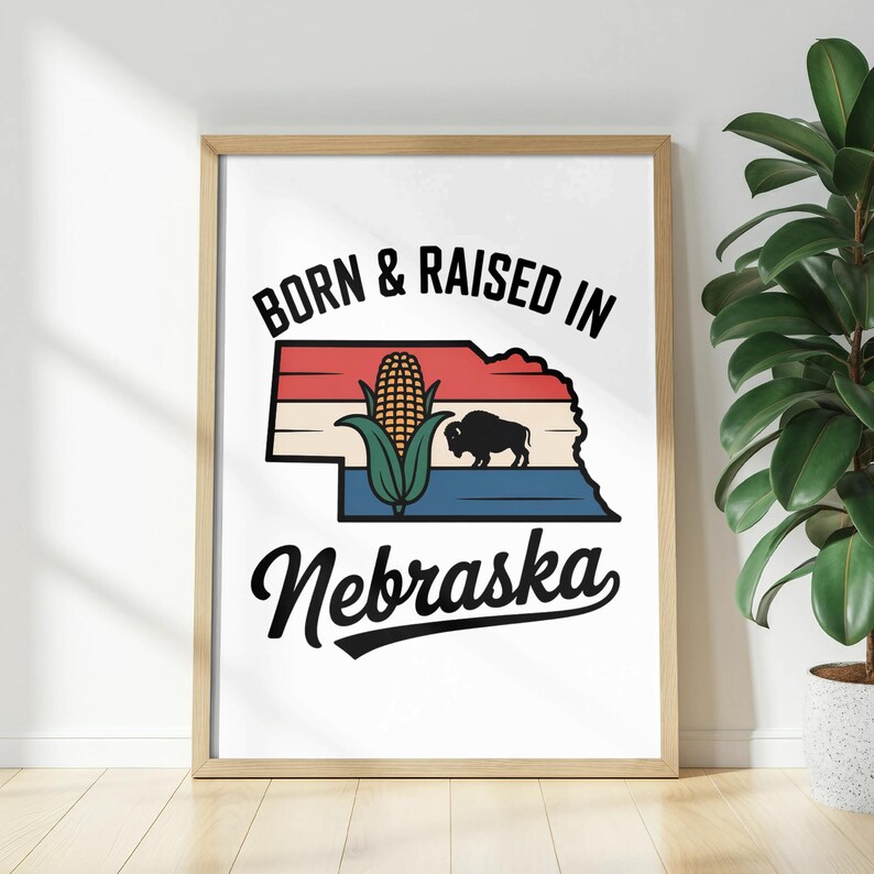 Born and Raised in Nebraska Digital PNG, Nebraska State Map Clip Art ...