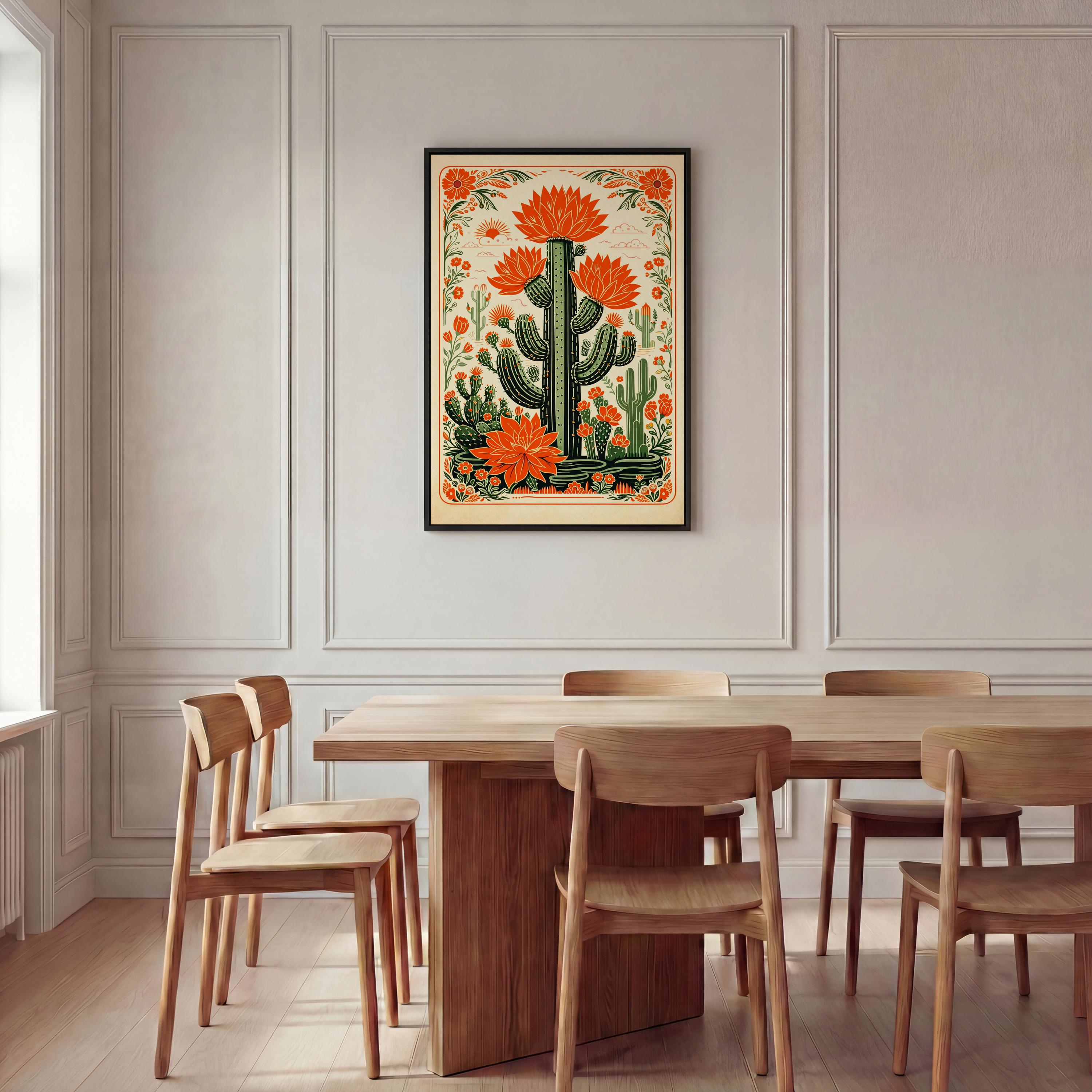 Vintage Mexican Cactus Poster Mexican Wall Art Travel Print Latin Folk ...