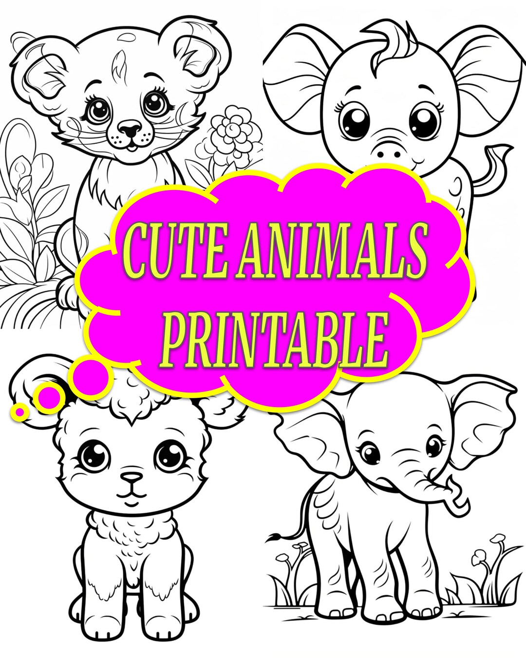 Coloring In Animals Animal Coloring Pages, 36 Printable Designs (digital Download) - Etsy