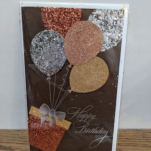 Papyrus Birthday card Glittery balloons 7.75&quot; x 4.5&quot;