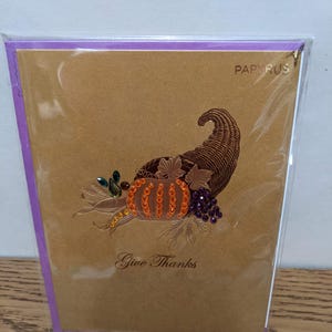 Papyrus Thanksgiving Karte „Thinking Of You“ | Lasergeschnitten, Mit Gold-Glitzer, Inkl. Umschlag