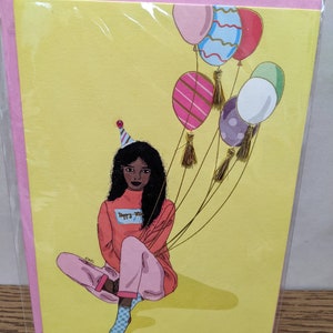 Papyrus Birthday card Gal with balloons