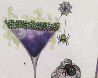 Papyrus Halloween card Cocktail cupcake spider