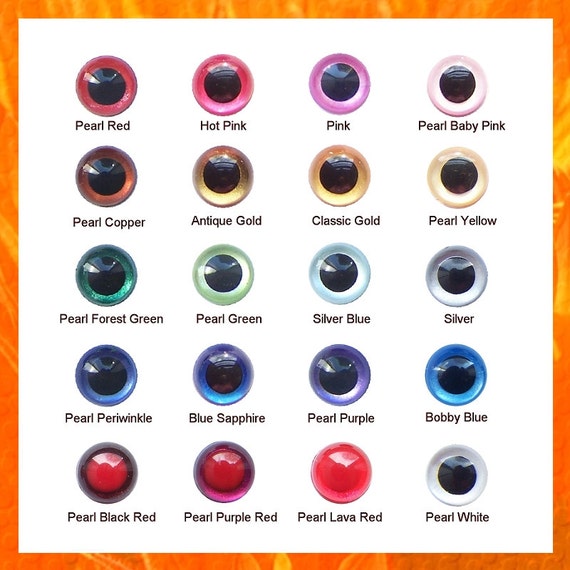 12mm Hand Painted Pearl-tallic Safety Eyes Plastic Eyes Your Choice of  Colors 5 PAIRS 