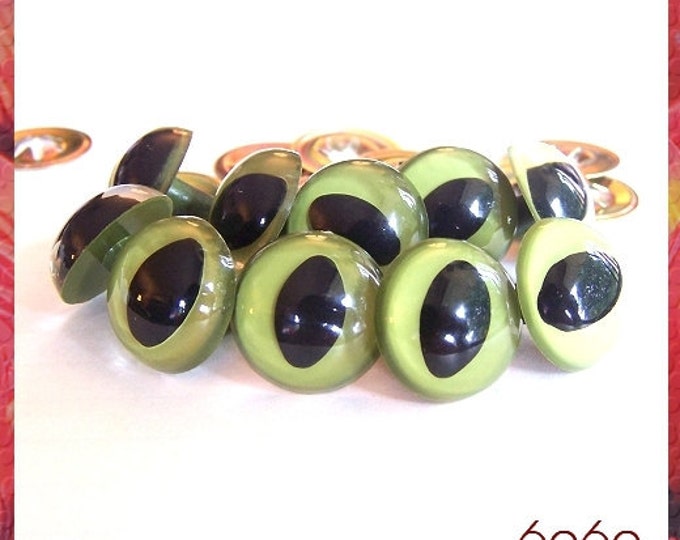 18mm Olive Green Cat Eyes 5 Pairs Etsy