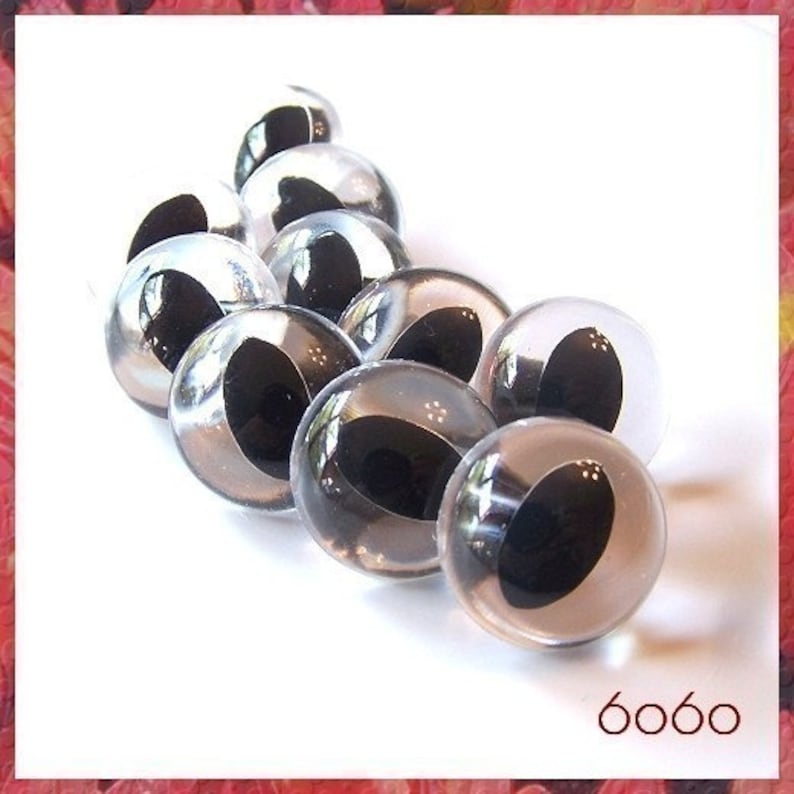 3 PAIRS 24 mm CLEAR CAT amigurumi plastic craft animal safety eyes