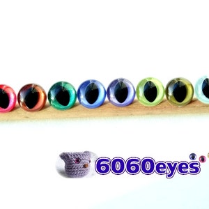 12 PAIR 10mm or 12mm or 15mm SLIT Pupil Plastic Safety Eyes Choose