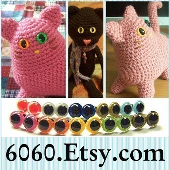  15mm Safety Eyes Plastic Eyes Plastic Craft Safety Eyes for Cat  Stuffed Doll Animal Amigurumi DIY Accessories - 20 Pairs (Golden)