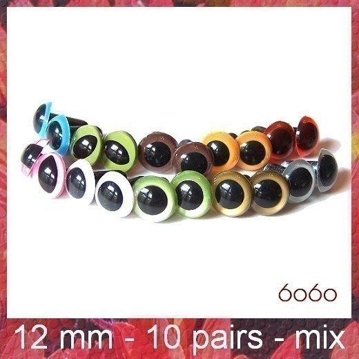 18mm Plastic Eyes Safety Eyes 10 Pairs Mixed Colors 18M10 