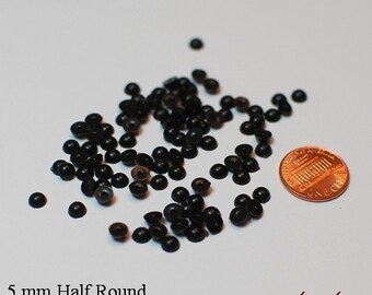 5 mm Plastic Half Round Flat Back Black Beads Eyes - 100 pc per pack