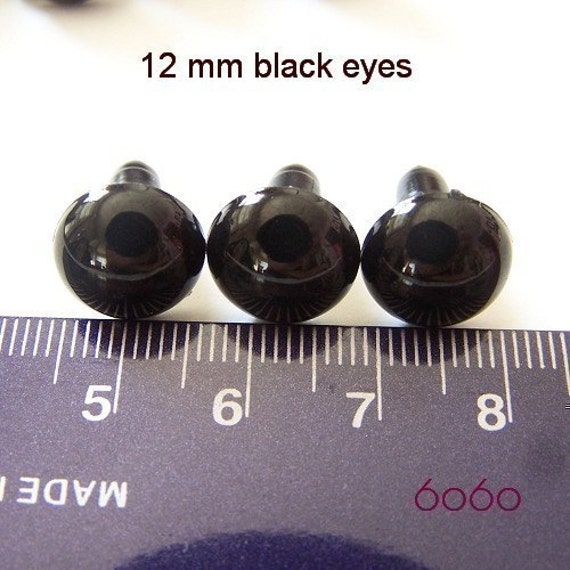 12 Mm Safety Eyes Animal Eyes Plastic Eyes BLACK 5 Pairs 12B5 