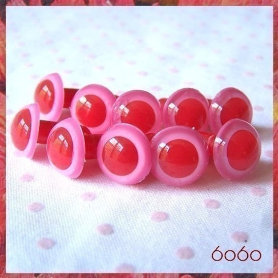 12 Mm Red / Pink Albino Eyes for Amigurumi Animal Eyes Plastic Eyes Safety  Eyes 5 PAIRS 12PR 