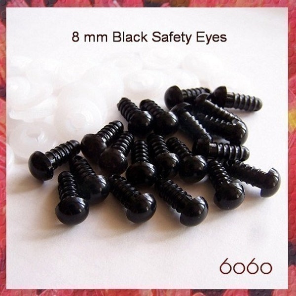 8 mm schwarz Amigurumi Augen Kunststoff Augen Tiergesundheit Augen - 4 Paare (8b4)