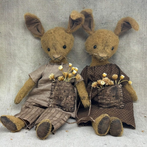 Primitive Blossom & Bud Rabbit E-pattern