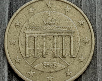 Zeldzame munt, 50 cent euromunt 2002 "J", 2002 "J" Duitsland 50 eurocent munt, Duitsland 2002 "J" cent euromunt