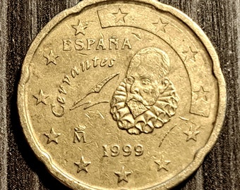 Zeldzame munt, 20 cent euromunt 1999, 1999 Spanje 20 eurocent munt, Spanje 1999 20 cent euromunt