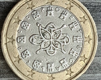 Zeldzame munt, 1 euromunt 2002 Portugal, 2002 Portugal 1 euro, 1 euromunt, Portugal 2002, 1 euromunt